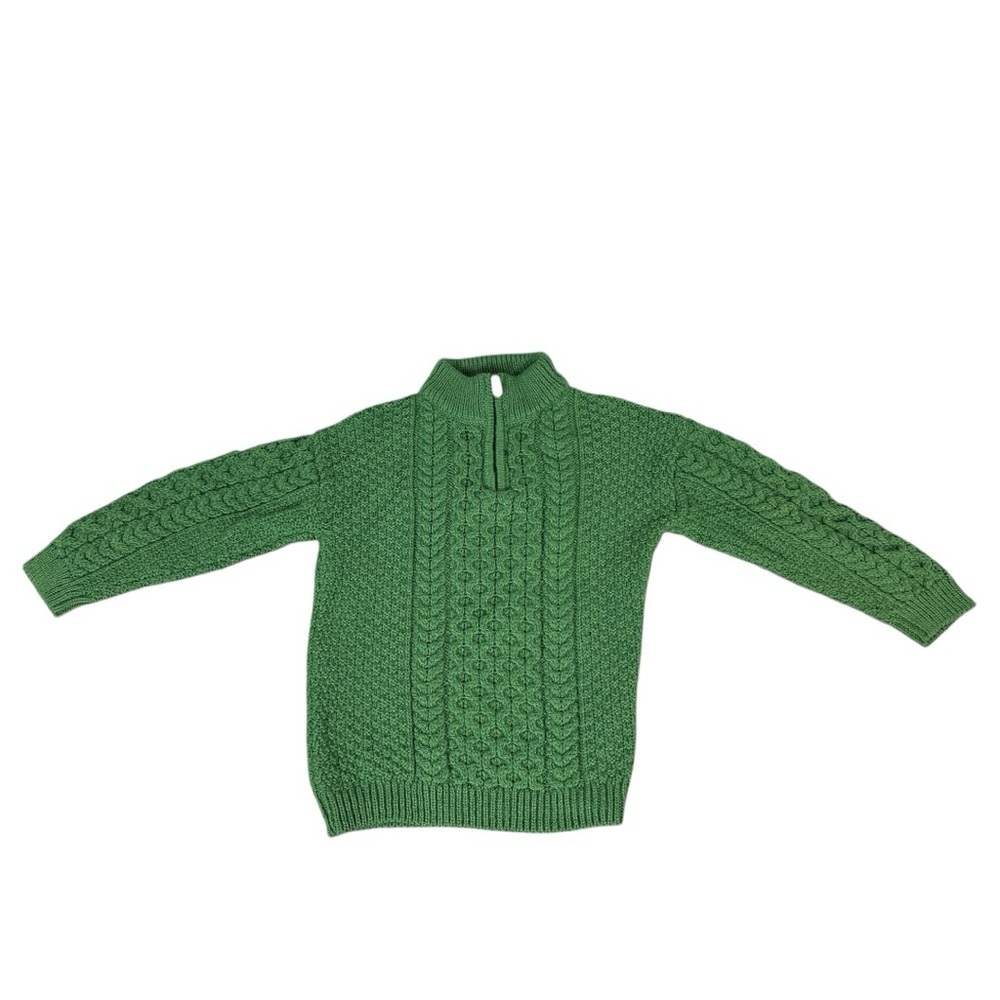Original Aran co green 100% wool sweater size 9/10 years